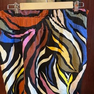 Colorful Linen Blend Print Skirt